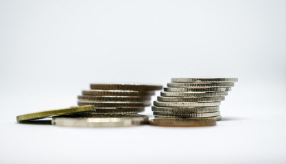 Saving money concept preset by money putting stack growing business