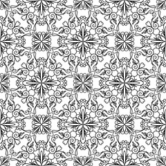 Vector seamless monochrome pattern with decorative mandala