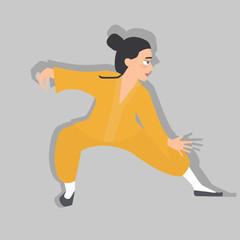 young person practicing tai chi vector