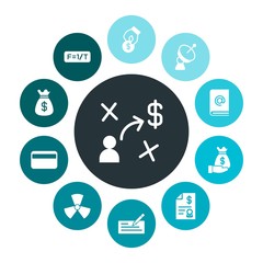 business, science, money Infographic Colorful fill Icons Set. Contains such Icons as  antenna, business,  cash,  education, satellite,  danger, sack,  financial and more. Fully Editable. Pixel Perfect