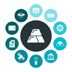 business, science, money Infographic Colorful fill Icons Set. Contains such Icons as  lab,  brochure,  look, business,  connection, satellite,  chart, bank, ufo and more. Fully Editable. Pixel Perfect