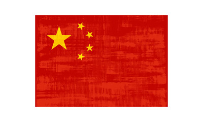 China flag isolated on white background. Vector illustration in grunge style.
