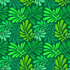 Background with palm leaves. Tropical seamless pattern with monstera plant. Vector illustration