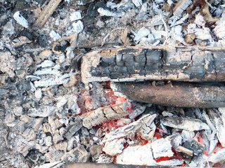 bonfire with smoldering coals