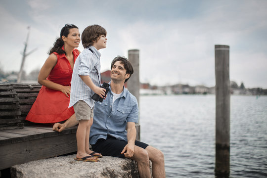 Family at a wharf