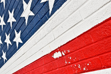 Fototapeta na wymiar USA Flag painted on Brick Wall