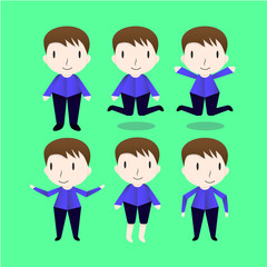 Set of the man characters design isolated on green background.