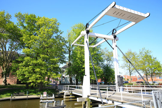 Historic draw bridge in Appingedam, Friesland, Province Groningen, the Netherlands