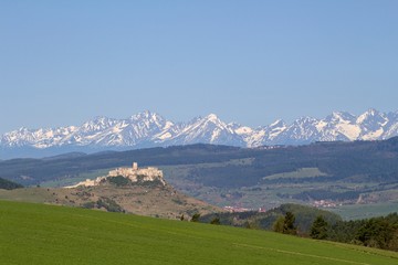 Spis castle and High Tatras National park in the background