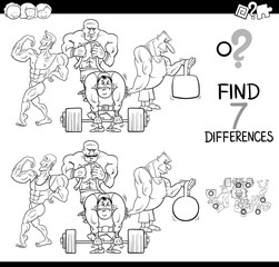 Fototapeta na wymiar differences game with athletes color book