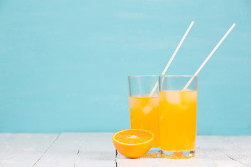 Fresh tasty juice in glasses