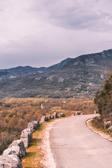 Winding road through  the Skadar Lake National Park