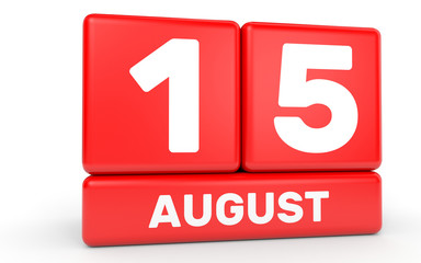 August 15. Calendar on white background.