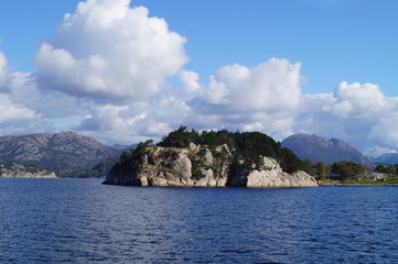 stone cliffs in the Norwegian fjord