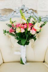 A wedding bouquet of roses.