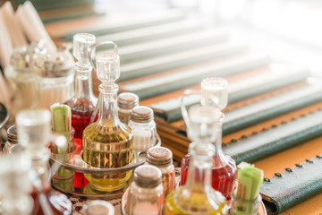 Condiments on service table