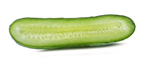 Fresh sliced cucumber isolated on white background with clipping path