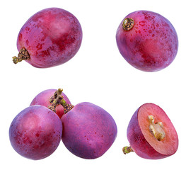 Fresh grapes isolated on white background with clipping pass