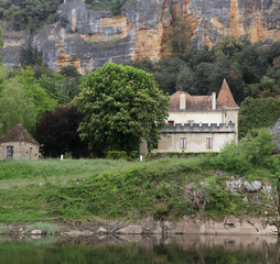 Fototapeta na wymiar La Roque Gageac, Old Castle in the old Village , Dordogne, Perigord France