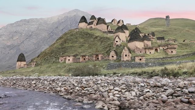 Alanian necropolis outside the village of Dargavs, called "City of the dead". North Ossetia-Alania, Russia
