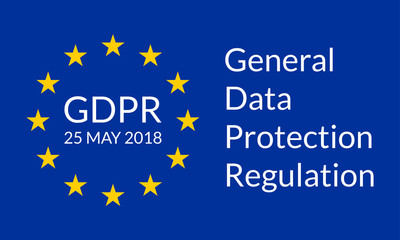 GDPR banner. General Data Protection Regulation symbol with EU flag. Vector illustration.