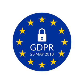 GDPR banner. General Data Protection Regulation symbol with EU flag and padlock. Vector illustration.