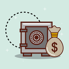 safe box and bag money banking concept vector illustration