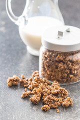 The chocolate granola breakfast cereals.