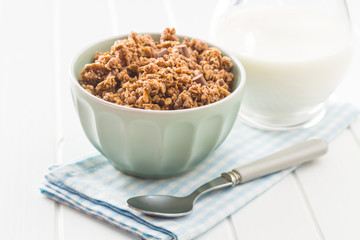 The chocolate granola breakfast cereals.