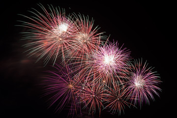 Festive beautiful salute in the night sky 