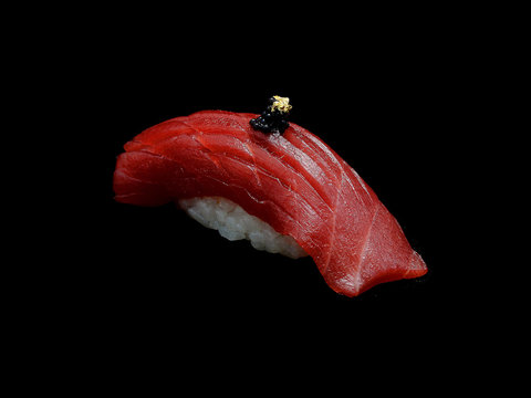 Chutoro is the name for medium fatty tuna when served in sushi restaurant. A Blue fin tuna yields Akami (red meat).
Chu toro Shushi is slide tuna with Japanese rice. Japanese tradition meal  