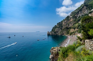 Fototapeta na wymiar Beach close to Positano town at Amalfi Coast, Italy.