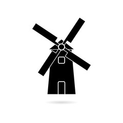 Obraz premium Windmill icon, Vector black silhouette