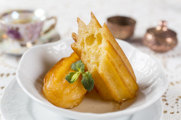 Traditional Turkish dessert tulumba