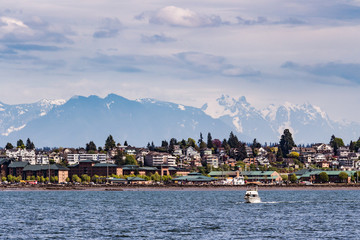 A view of the City of Everett from the Puget Sound - obrazy, fototapety, plakaty