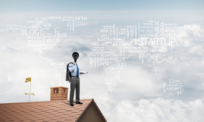 Concept of home security and privacy protection with camera head