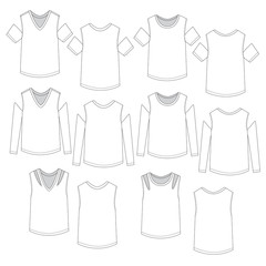Vector template of Women's cold-shoulder style tees