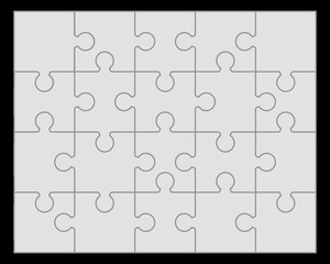 Illustration of separate parts of gray puzzle