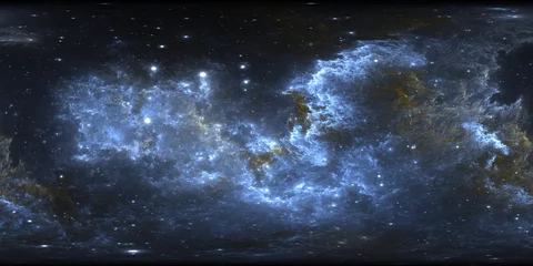 360-Grad-Weltraumnebel-Panorama, gleichwinklige Projektion, Umgebungskarte. Sphärisches HDRI-Panorama. Weltraumhintergrund mit Nebel und Sternen. © Peter Jurik
