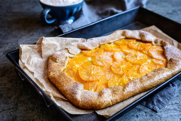 Homemade Galette with orange slices