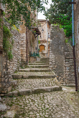 Fototapeta na wymiar Sermoneta, Italy - A very little and awesome medieval hill town in province of Latina, Lazio region, all in stone with famous Caetani castle