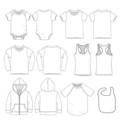 Vector template of various child/ infant/ baby clothes