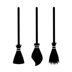 Naklejka premium Broom silhouette vector icon