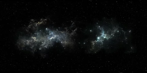 360-Grad-Weltraumnebel-Panorama, gleichwinklige Projektion, Umgebungskarte. Sphärisches HDRI-Panorama. Weltraumhintergrund mit Nebel und Sternen. © Peter Jurik