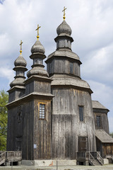 Sedniv, Chernihiv region / Ukraine - April 29, 2018: Old wooden George's Church.