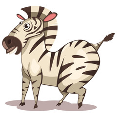 Zebra animal cartoon vector illustration isolated on white background.