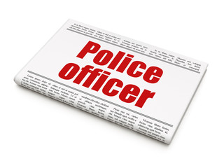 Law concept: newspaper headline Police Officer on White background, 3D rendering