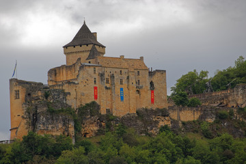 Naklejka premium Beynac Castle and Tournepique Bridge, Black perigord, Dordogne 