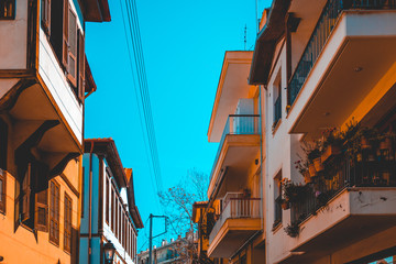 Fototapeta na wymiar some mediterranean buildings with blue sky