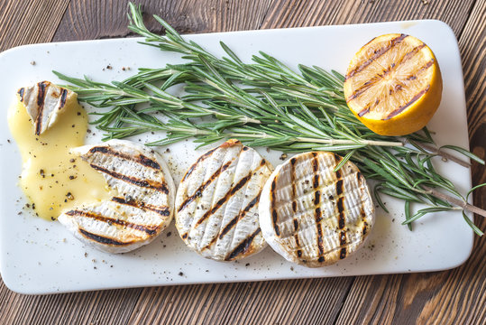 Grilled Camembert cheese with rosemary
